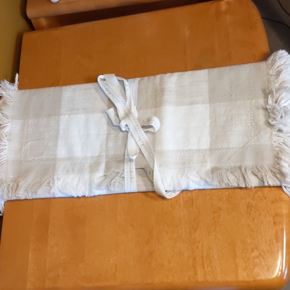 Cotton beige plaid table runner by indaba - Picture 1 of 2